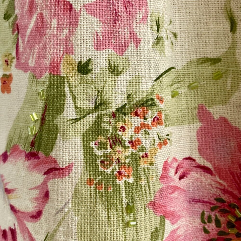 Coldwater Creek Floral Linen Blend Beaded Sleeveless Shift Dress Petite 10 - Picture 8 of 16